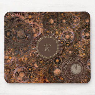 Steampunk Gears Monogrammed Mouse Mat