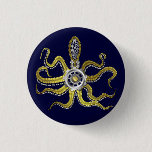 Steampunk Gears Octopus Kraken 3 Cm Round Badge