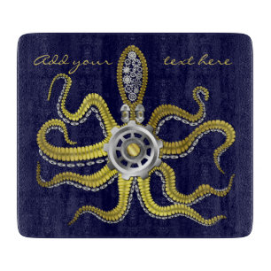 Steampunk Gears Octopus Kraken Cutting Board