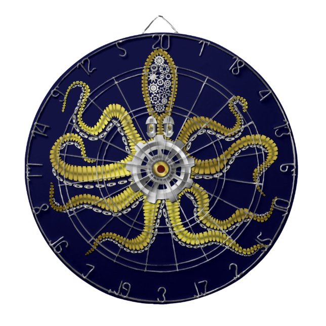 Steampunk Gears Octopus Kraken Dartboard (Front)