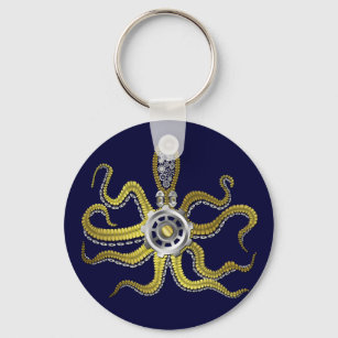 Steampunk Gears Octopus Kraken Key Ring