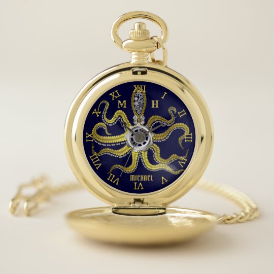 pocket watch with gears showing