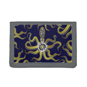 Steampunk Gears Octopus Kraken Tri-fold Wallet