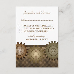 Steampunk Gears RSVP Card, Brown