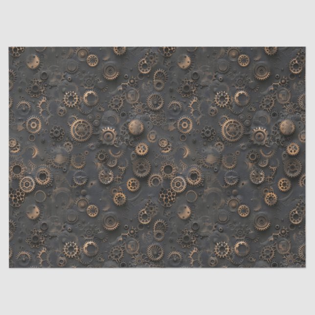 Steampunk Gears, Rusty Metal Pattern for Decoupage Tissue Paper (Front)