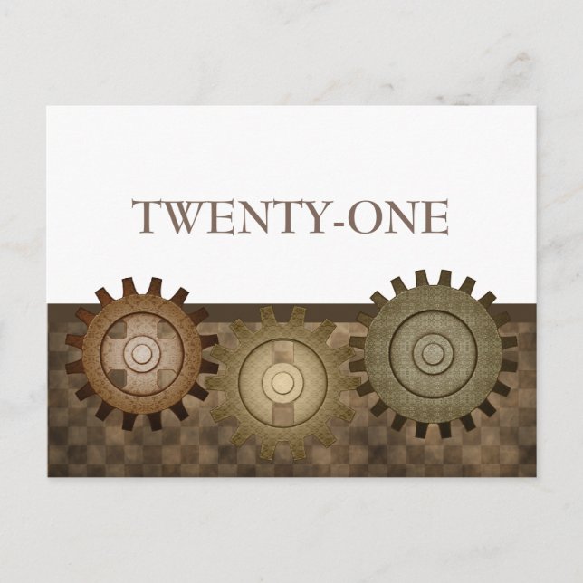 Steampunk Gears Table Postcard, Brown Postcard (Front)