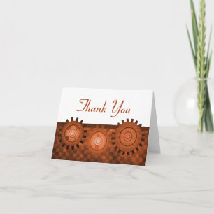 Steampunk Gears Thank You Card, Orange