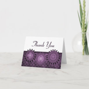 Steampunk Gears Thank You Card, Purple Card