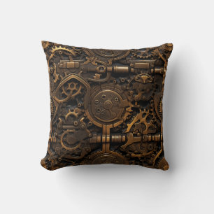 Steampunk Gears Throw Pillow