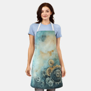 Steampunk Gears Watercolor - Clock Work Apron