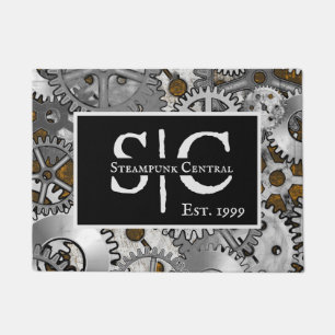 Steampunk Gearwork Silver Grunge Brown Burnout Doormat