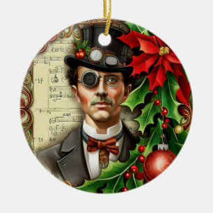 Steampunk Gentleman Christmas Ceramic Tree Decoration