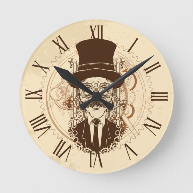 Steampunk Gentleman Round Clock (Front)