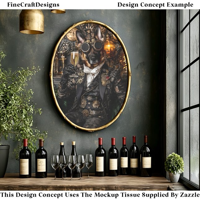 Steampunk German Shepherd, Alsatian BT4 Decoupage Tissue Paper (Creator Uploaded)