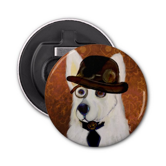 Steampunk German Shepherd     Bottle Opener (Front)