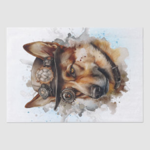 Steampunk German Shepherd Dog Tissue Paper