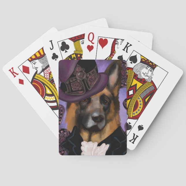 Steampunk German Shepherd Playing Cards (Back)