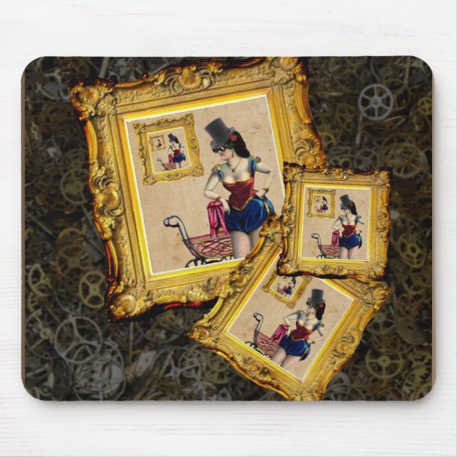 Steampunk gifts and accessories - lady,pram,frames mouse mat (Front)