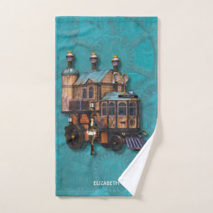 Steampunk Girl And Fantasy Locomotive Machine Bath Towel Set