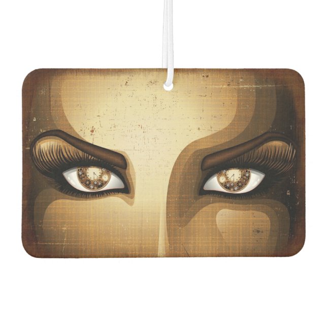 Steampunk Girl Eyes buttons Car Air Freshener (Front)