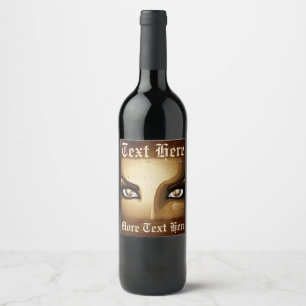 Steampunk Girl Eyes buttons Wine Label