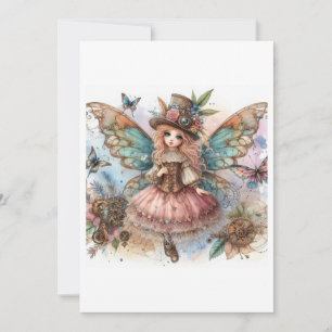 steampunk girl invitation