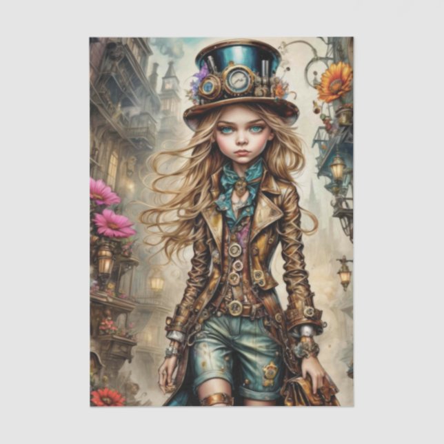 Steampunk Girl Tissue Paper (Front)