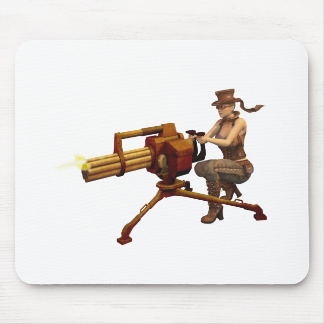 Steampunk Girl with Gun Mouse Mat (Front)