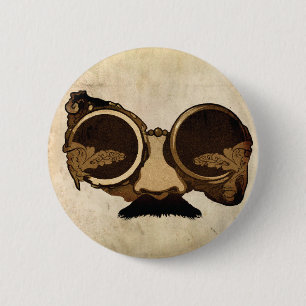 Steampunk Goggles and moustache 6 Cm Round Badge