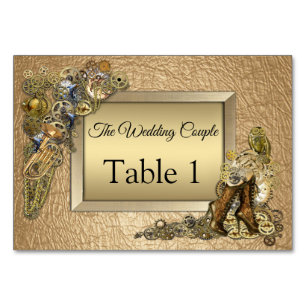 Steampunk Gold LeatherTable cards