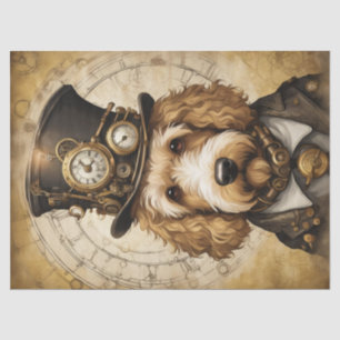 Steampunk Golden Doodle: Whimsical Decoupage Tissue Paper