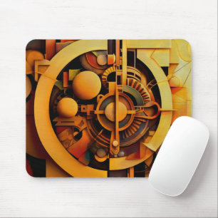 Steampunk Golden Mechanism Abstract Mouse Mat