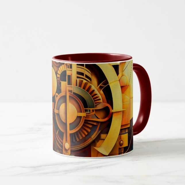 Steampunk Golden Mechanism Abstract Mug (Front Right)