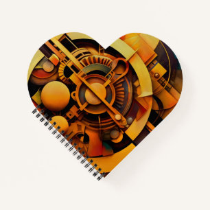 Steampunk Golden Mechanism Abstract Notebook