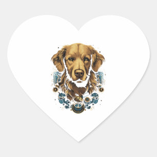 Steampunk Golden Retriever Dog Classic T-Shirt Heart Sticker