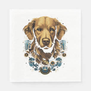 Steampunk Golden Retriever Dog Classic T-Shirt Napkin