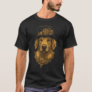 Steampunk Golden Retriever Dog Mediaeval Steampunk T-Shirt