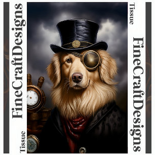 Steampunk Golden Retriever Hat Decoupage R 138 Tissue Paper