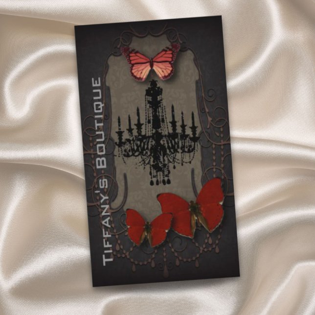 steampunk goth butterfly paris vintage chandelier business card (steampunk goth butterfly paris vintage chandelier business card)