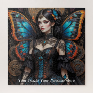 Steampunk Gothic Butterfly Girl Jigsaw Puzzle