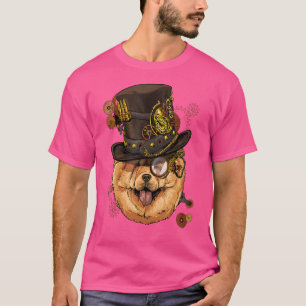 Steampunk Gothic Chow Chow Dog Face Pet Puppy Dog T-Shirt