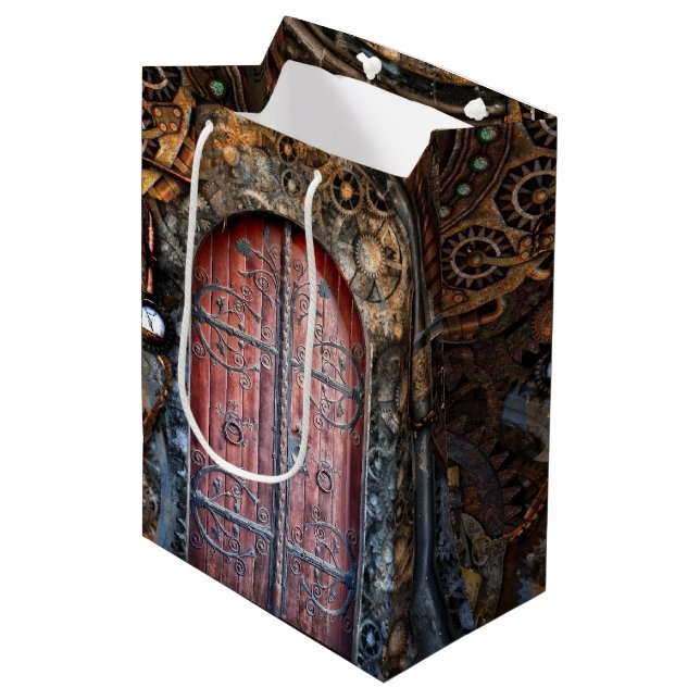 Steampunk Gothic Door Medium Gift Bag (Front Angled)