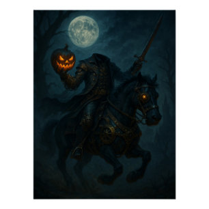 Steampunk Gothic Horror Headless Horseman Poster