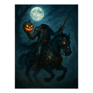 Steampunk Gothic Horror Headless Horseman Poster