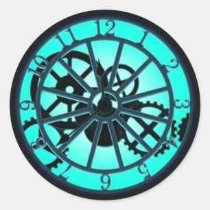 Steampunk Gothic Ironwork Clock With Visible Gears Classic Round Sticker