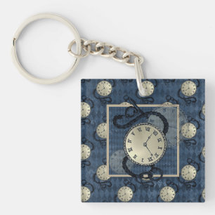 Steampunk gothic punk clocks & skulls  key ring