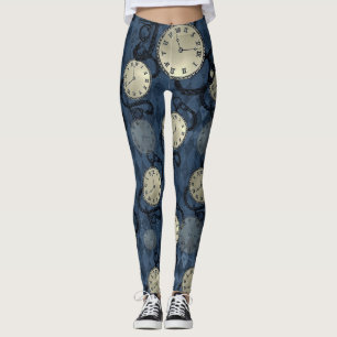 Steampunk gothic punk clocks & skulls T-S Legging
