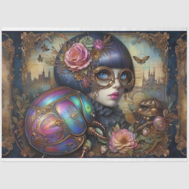 Steampunk Gothic Scarab Beetle Decoupage  Tissue Paper (Front)