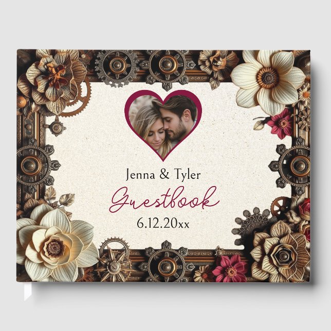 Steampunk Gothic Themed Wedding  Personalised Guest Book (Front)