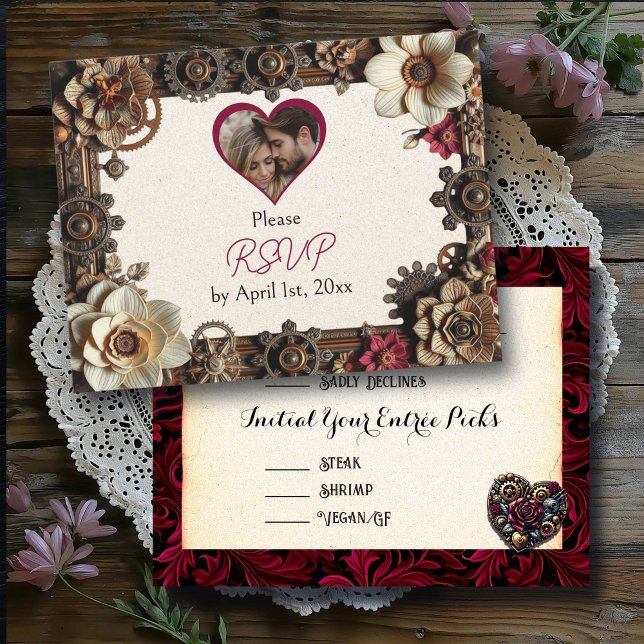 Steampunk Gothic Themed Wedding RSVP Card (Creator Uploaded)